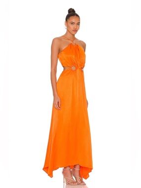 Elliatt - Visitant Cut-out Satin Maxi Dress In Orange